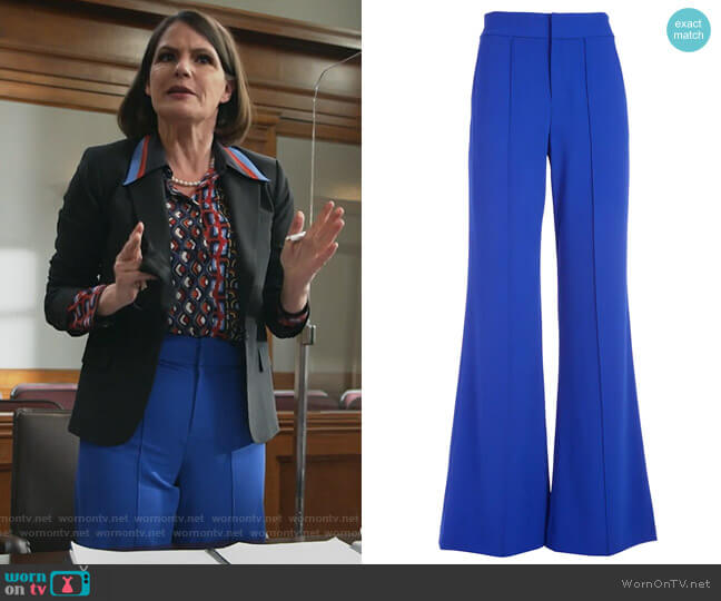Alice + Olivia Dylan High-Waist Wide-Leg Pants worn by Maggie Palmer (Suzanne Cryer) on All Rise