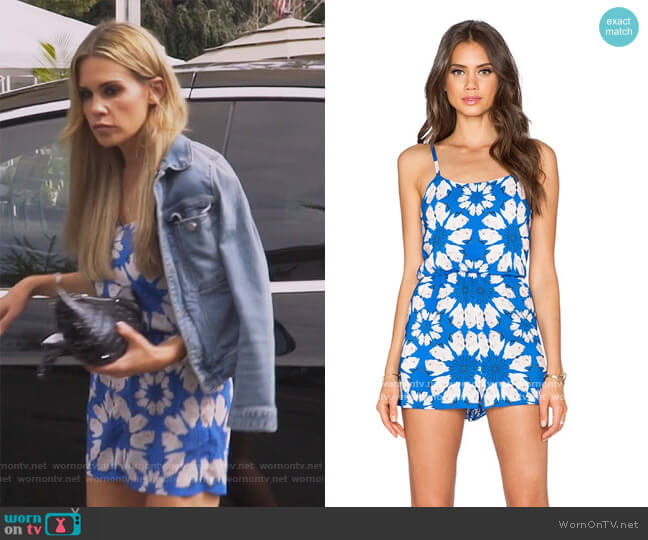 Alice + Olivia Back Zip Flutter Romper worn by Jackie Goldschneider on The Real Housewives of New Jersey