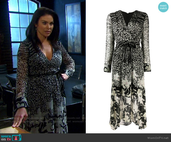 Allsaints Florence Tempo Leopard and Floral Print Midi Dress worn by Chloe Lane (Nadia Bjorlin) on Days of our Lives