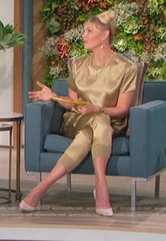Amanda’s gold satin tee and pants on The Talk