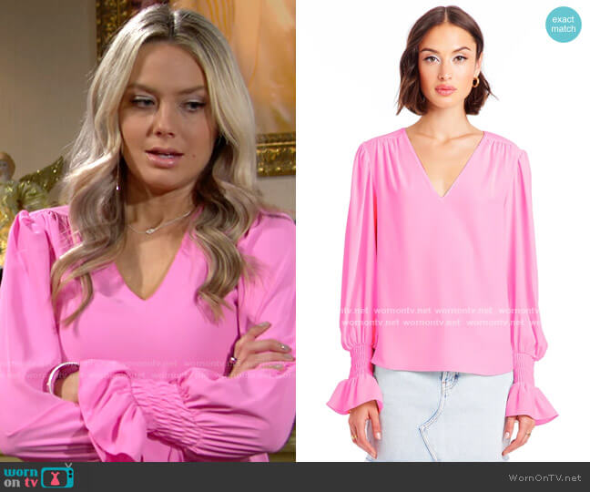 Amanda Uprichard Cressida Top in Shocking Pink worn by Abby Newman (Melissa Ordway) on The Young and the Restless