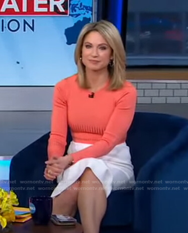 Amy’s orange ribbed sweater on Good Morning America