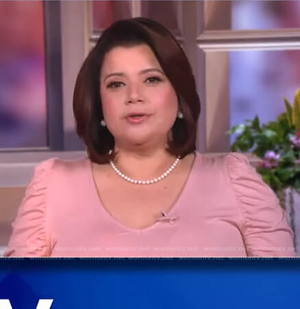 Ana’s pink shirred sleeve top on The View