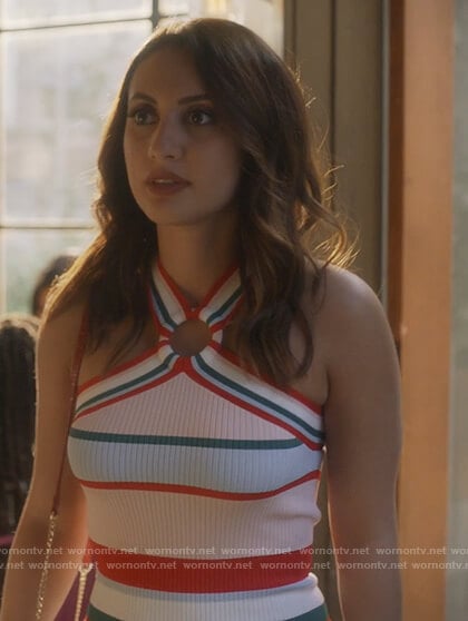 Ana’s stripe halter neck dress on Grown-ish