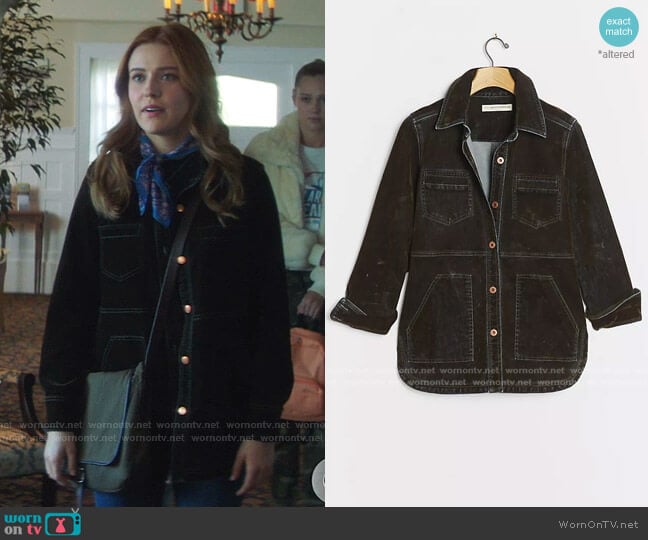 Anthropologie Pilcro Flocked Denim Shirt Jacket worn by Nancy Drew (Kennedy McMann) on Nancy Drew