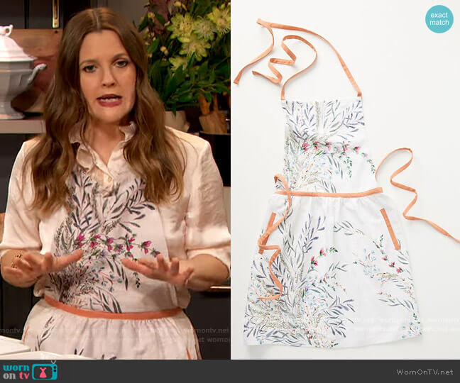 Anthropologie Printemps Apron worn by Drew Barrymore on The Drew Barrymore Show