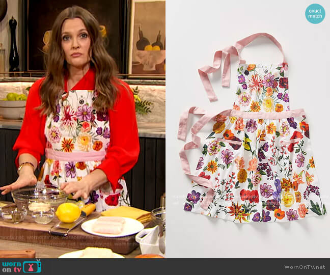 Anthropologie Nathalie Lete Helena Apron worn by Drew Barrymore on The Drew Barrymore Show