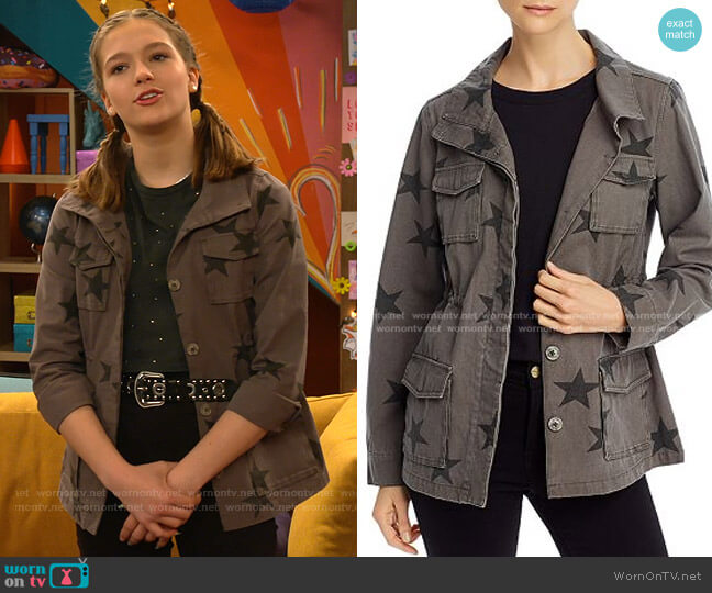 Aqua Star-Print Button-Front Utility Jacket worn by Presley (Jayden Bartels) on Side Hustle