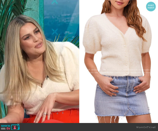 ASTR The Label Alba Cardigan worn by Carissa Loethen Culiner on E! News