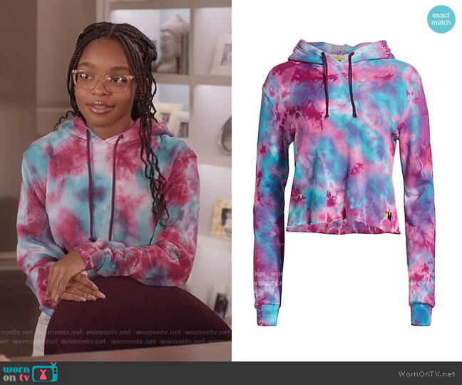 Aviator Nation Tie-Dye Hoodie worn by Diane Johnson (Marsai Martin) on Black-ish