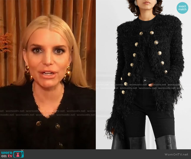 Balmain Fringed Tweed Blazer