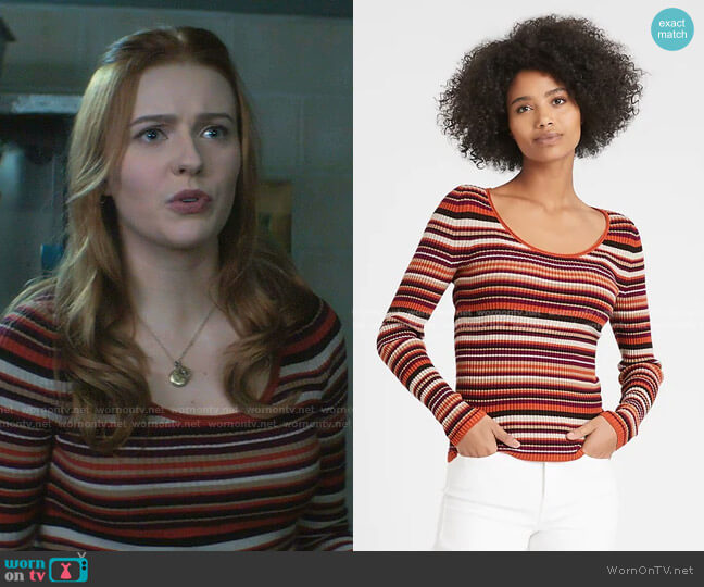 Banana Republic Fitted Scoop-Neck Sweater Top worn by Nancy Drew (Kennedy McMann) on Nancy Drew