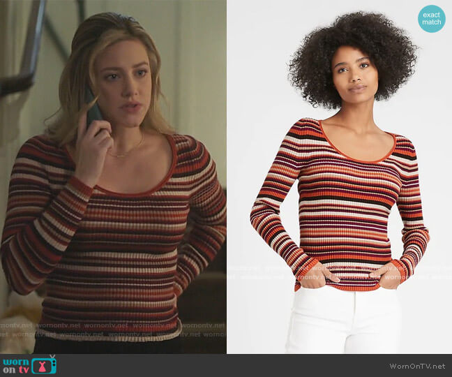 Banana Republic Fitted Scoop-Neck Sweater Top worn by Betty Cooper (Lili Reinhart) on Riverdale