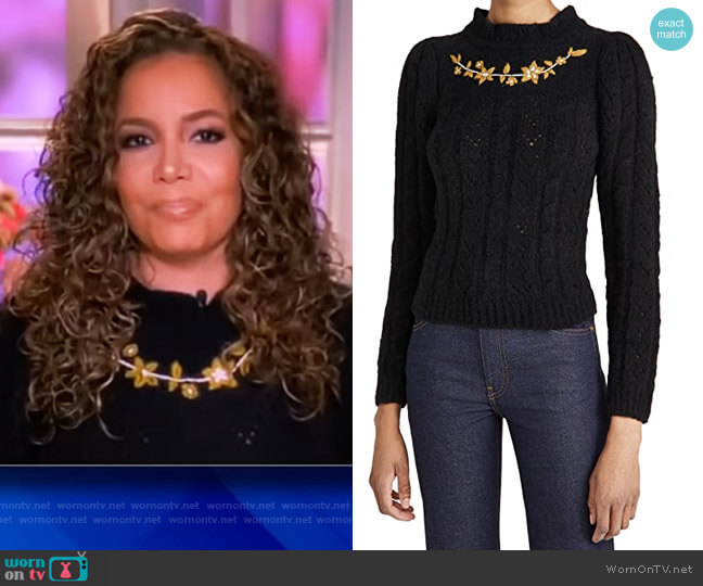 Batsheva Embroidered Alpaca Knit Pullover worn by Sunny Hostin on The View