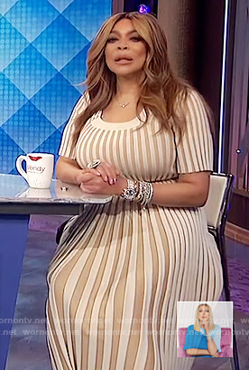 Wendy’s beige ribbed scoop neck dress on The Wendy Williams Show