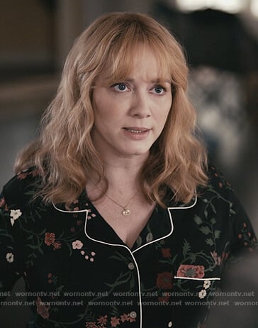 Beth’s black floral pajamas on Good Girls