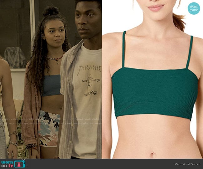 Billabong Tanlines Tank Bikini Top in Lagoon worn by Kiara Carrera (Madison Bailey) on Outer Banks