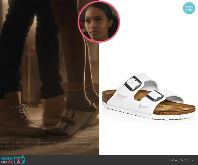 Birkenstock Arizona Slide Sandals worn by Zoey Johnson (Yara Shahidi) on Grown-ish