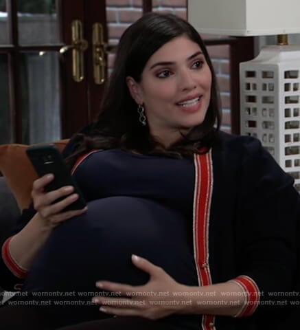 Brook Lynn’s navy contrast trim cardigan on General Hospital