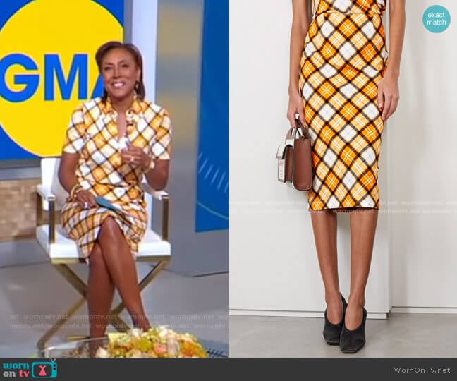 Burberry Checked Stretch-Jersey Skirt worn by Robin Roberts on Good Morning America