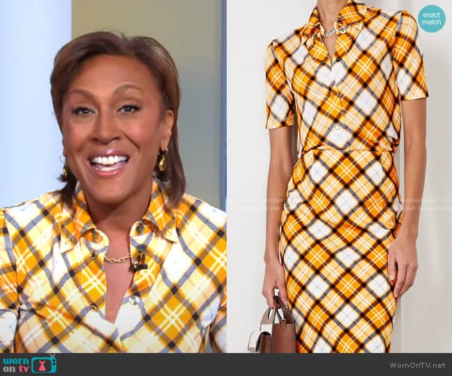 Burberry Checked Stretch-Jersey Top worn by Robin Roberts on Good Morning America