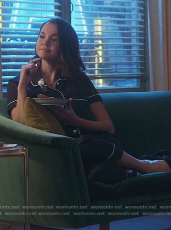 Callie’s black piping pajamas on Good Trouble