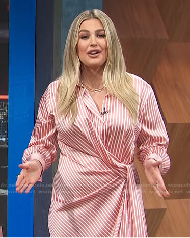 Carissa’s pink striped asymmetric dress on E! News Daily Pop