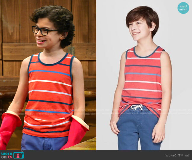 Cat & Jack Striped Tank worn by Matteo Silva (Raphael Alejandro) on Bunkd