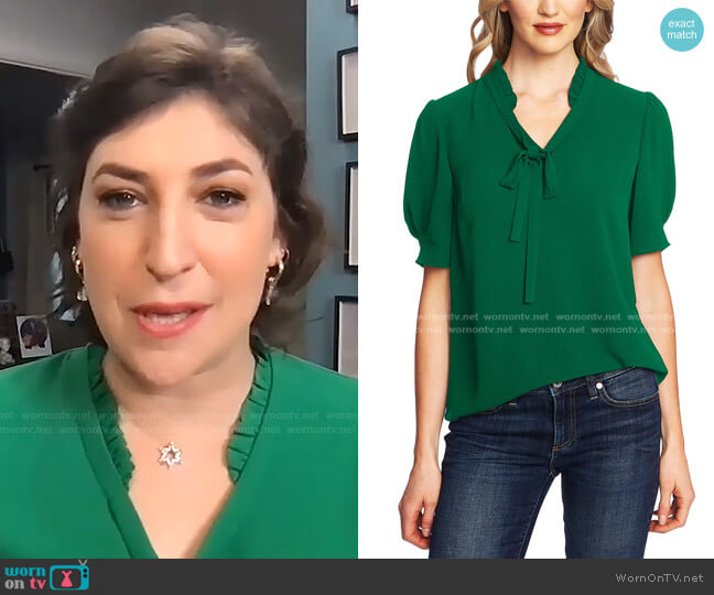 Cece Ruffled V-Neck Tie Top