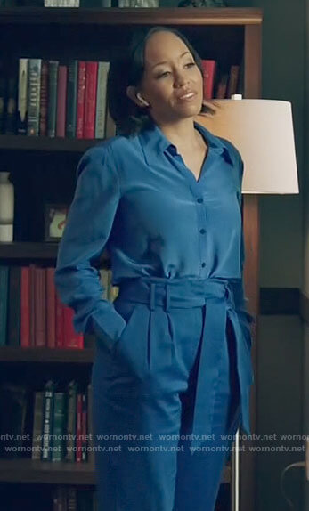 Charley’s blue button down blouse on Queen Sugar