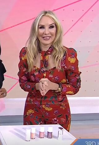 Chassie Post’s red floral tie neck jumpsuit on Today