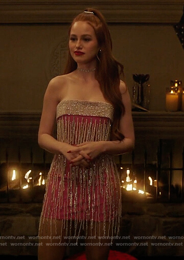 Cheryl’s pink strapless embellished dress on Riverdale