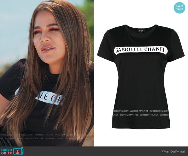 Chanel Gabrielle T-shirt worn by Khloe Kardashian on Keeping Up with the Kardashians