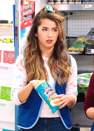 Cheyenne’s white flamingo print sweatshirt on Superstore