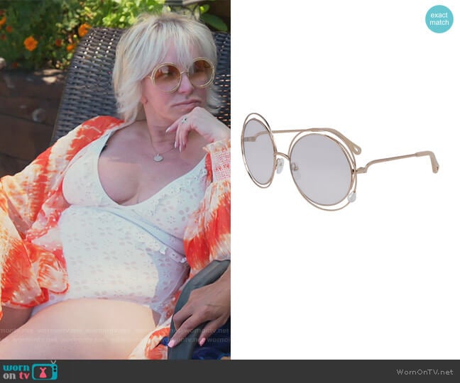Chloe Round Concentric Metal Sunglasses worn by Margaret Josephs on The Real Housewives of New Jersey