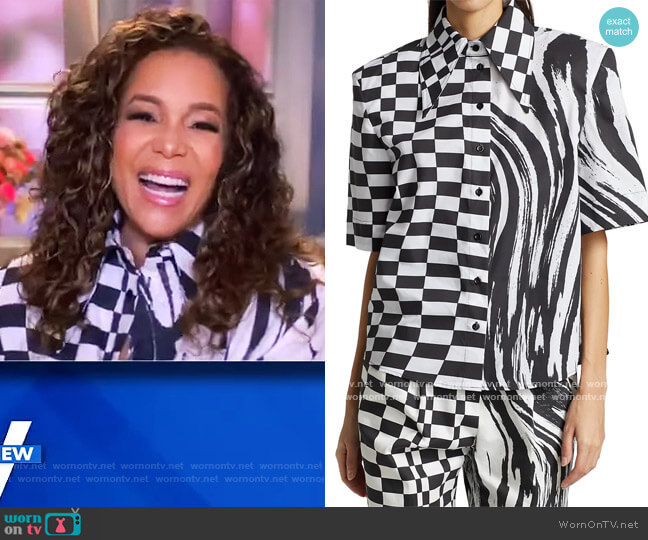 Christopher John Rogers Padded Shoulder Short-Sleeve Shirt worn by Sunny Hostin on The View