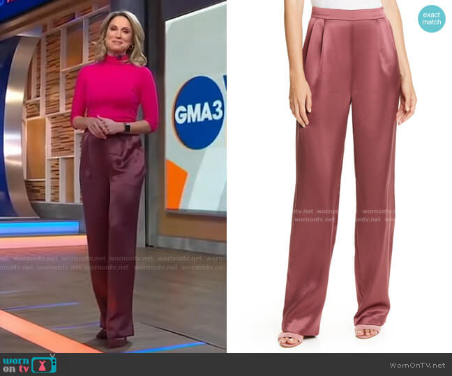Cinq a Sept Alexi Satin Pants worn by Amy Robach on Good Morning America