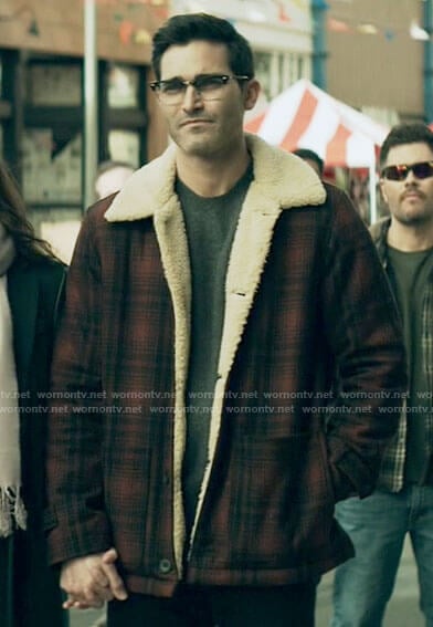 Clark’s red plaid fleece lined jacket on Superman and Lois