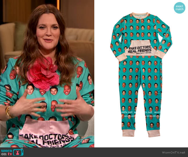 Cotton Bureau Fake Doctors, Real Friends Onesie worn by Drew Barrymore on The Drew Barrymore Show