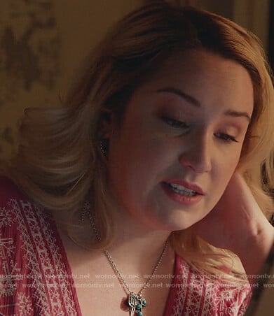 Davia’s pink embroidered peasant top on Good Trouble