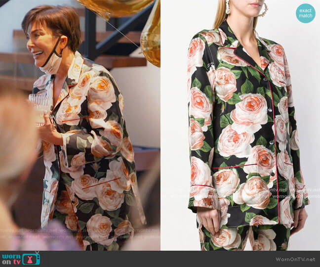 Dolce and Gabbana Rose Print Blouse worn by Kris Jenner on Keeping Up with the Kardashians