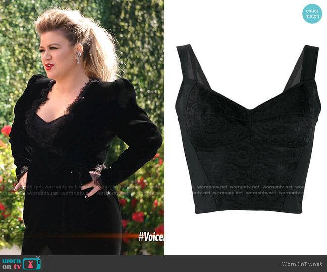 Dolce & Gabbana Floral Lace Bustier Top worn by Kelly Clarkson on The Voice