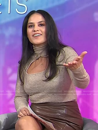Donna Farizan’s beige cutout turtleneck sweater on Today
