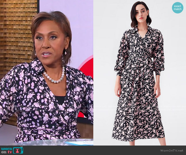 Diane von Furstenberg Galina Silk Crepe De Chine Trench Wrap Dress worn by Robin Roberts on Good Morning America