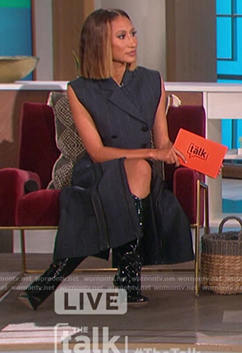 Elaine’s blue double breasted blazer dress on The Talk
