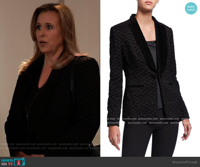 Elie Tahari Lorela Circular Shawl-Collar Jacket worn by Laura Collins (Genie Francis) on General Hospital