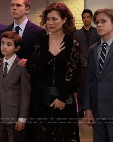 Elizabeth’s black paisley lace dress on General Hospital