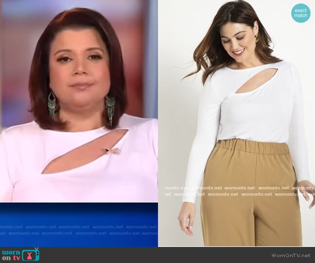 Eloquii Long Sleeve Cutout Tee worn by Ana Navarro on The View