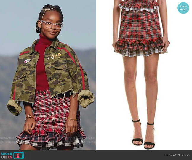 English Factory Red Smocked Pencil Skirt worn by Diane Johnson (Marsai Martin) on Black-ish