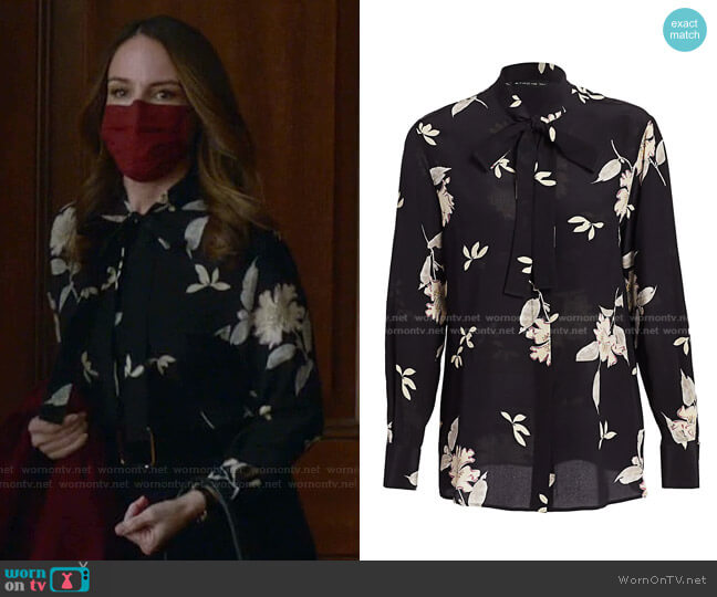 Etro Plumeria Tie-Neck Silk Blouse worn by Isabella Colón (Yara Martinez) on Bull